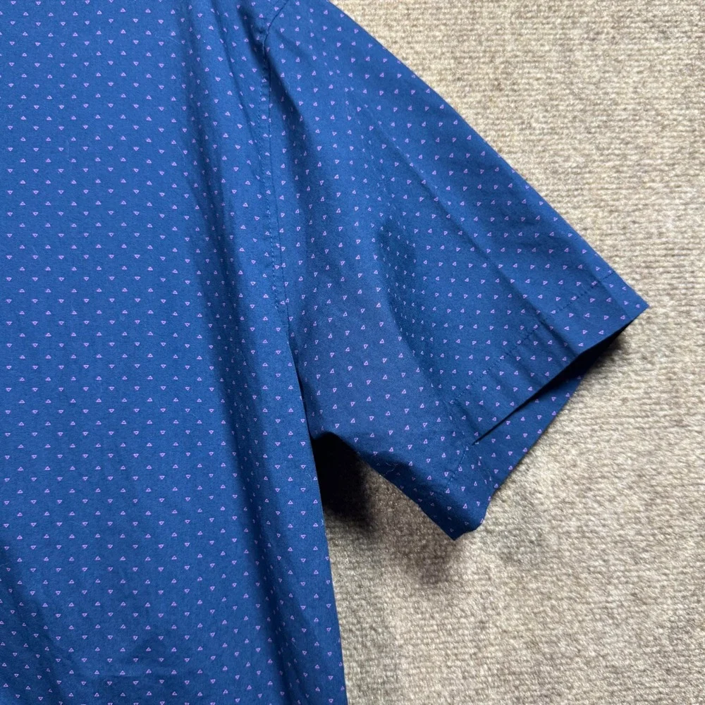 Beverly Hills Polo Club Button Down XL Short Sleeve Geometric Navy Blue